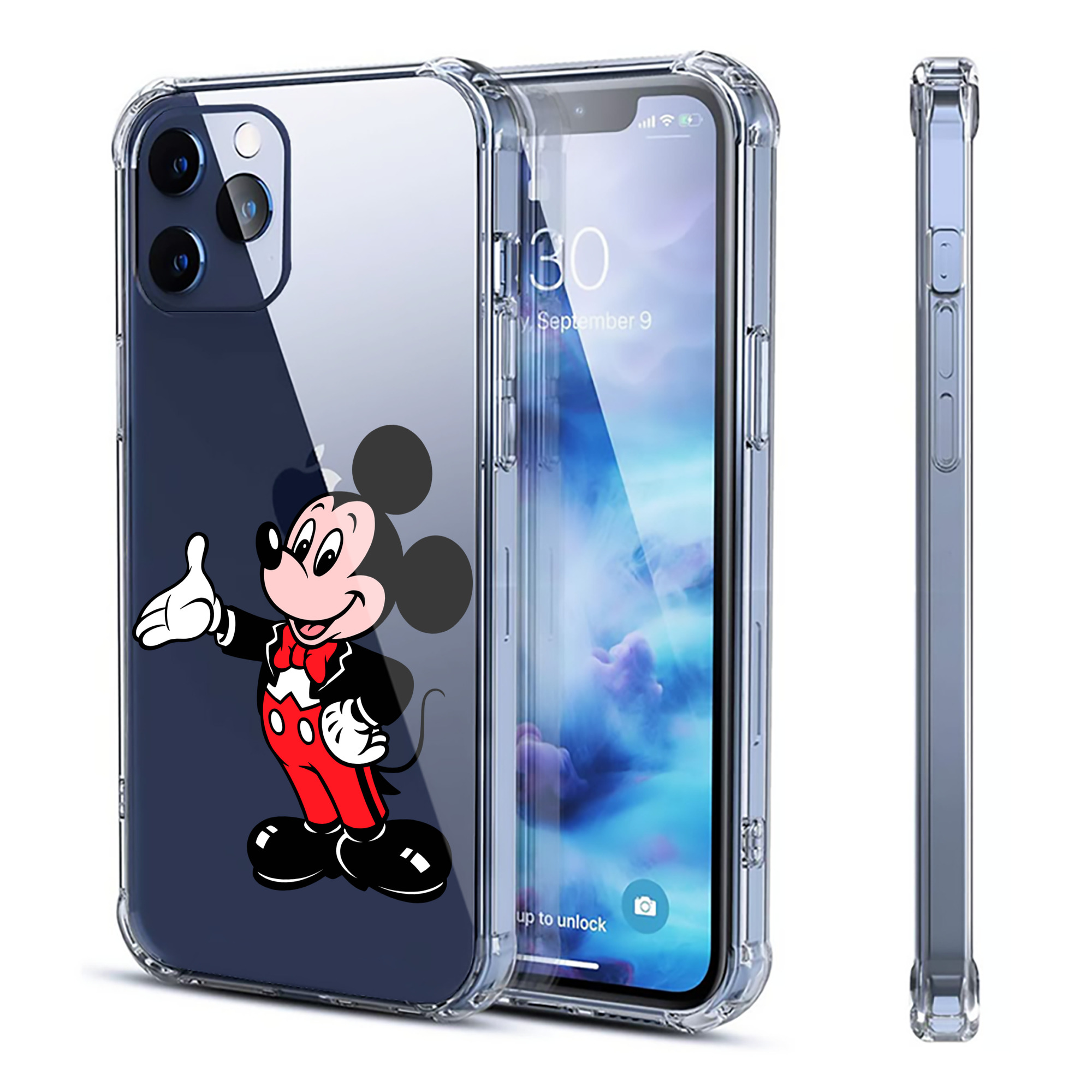 （画像用） ミッキーマウス Mickey Mouse 【iPhone 12シリーズ対応】透明スマホケース（クリアソフトケース）